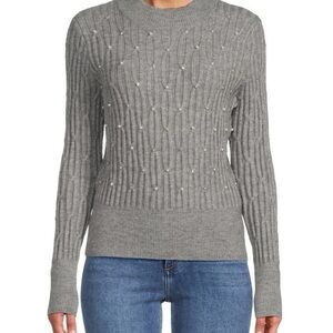 Nanette Lepore Gray Cable Knit Sweater
